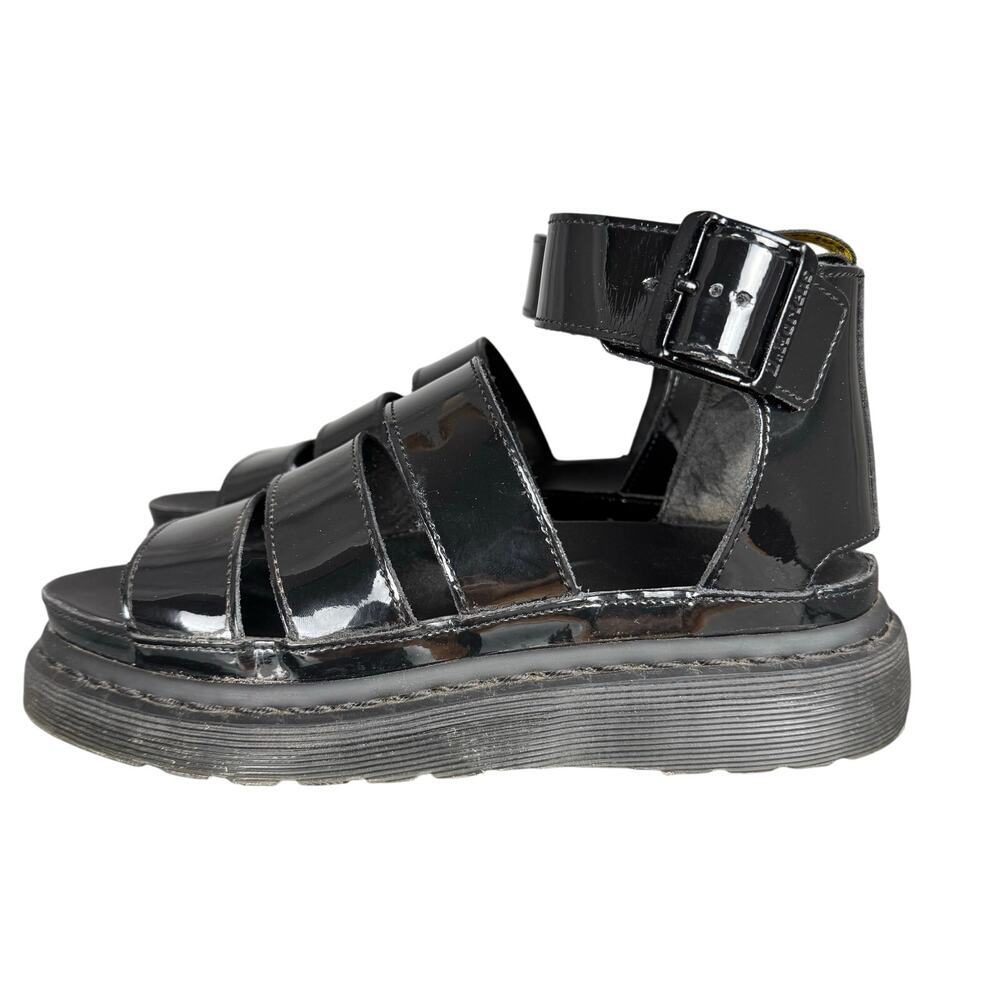 Dr. Martens Black Patent Gladiator Platform Sandals